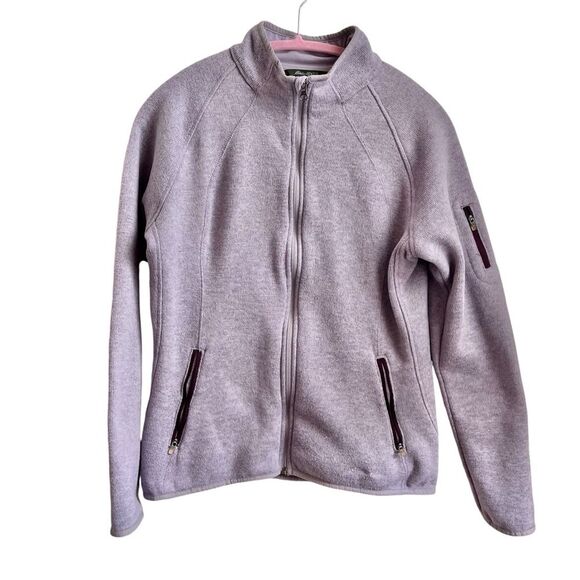 Eddie Bauer Fleece Lined Knit Jacket Full Zip Purple Women's Size Large - Picture 1 of 7